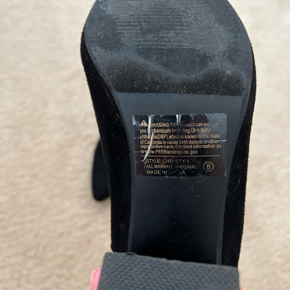 Black suede heeled booties meeBoo size 8 - Picture 6 of 7